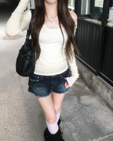 Deep blue denim shorts