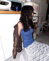 (2color) Shirring Lace Asymmetrical Flare Skirt