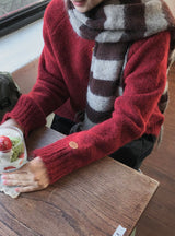 Genif Raglan Round Button Knit