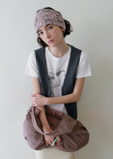 Floral Two-way Hair Bandana_Pink&Grey