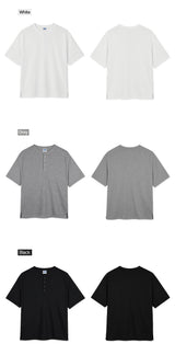 standard waffle henley neck short-sleeve t-shirt (3color)