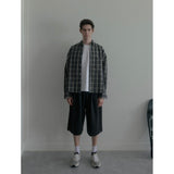 ビンテージウォッシングブラックチェックシャツ