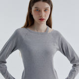 カットワークTシャツ メランジェグレー