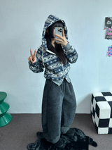 2ウェイ🤎 ノルディックフーディーセミクロッピードジップアップジャケット 🤎💙🩶2カラー