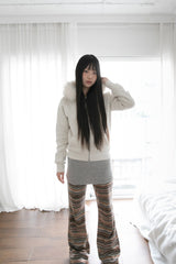 trimming fur hood zip-up(2colors)