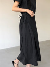 Jeure Wrap Roll-up Short Sleeve Long Dress