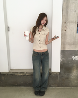 Lowrise tan straight denim pants