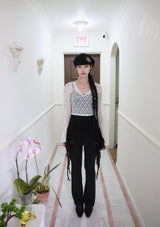V-neck crop lace T (3color)