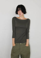 TENCEL BOAT-NECK SLIM TEE