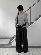Leno One-Shoulder Off-Knit Top