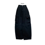 (2color) Detachable 2-Way Cargo Wide Half Cotton Pants