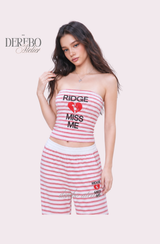 Love Me Stripe Tube Top Sweatpants Set (SET)