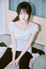 [MADE] Love It Lace Asymmetric Off-Shoulder Tee