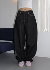 PINK HEART WIDE DENIM