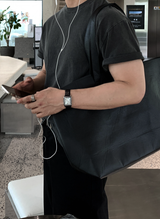 Look After Normal Leather Square Shoulder Tote Bag