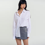 Button Detail Skort Gray