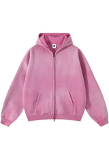 ビンテージスプレーダイドジップアップフーディー Pink