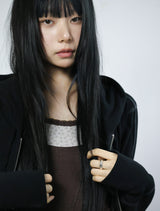 Ribbed Hoodie -Black