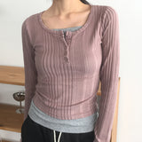 ポセット リブハーフボタン スリムフィット Tシャツ