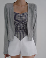 Deca cardigan & checkered sleeveless set