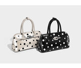 Dotcore Polka Dot Glossy Leather Boston Bag