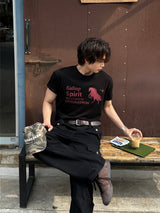 LMN フェザーホースクロップ半袖Tシャツ (3 colors)