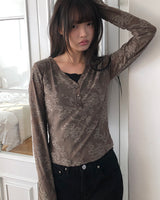 Beden Lace V-Neck Long Sleeve T-Shirt
