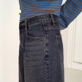 Gut Vintage Washing Rivet Studded Wide Denim Pants