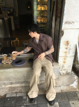 No.1766 Dストライプロールアップハーフシャツ (3color)