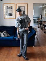 +5cm Grayish Blue Stone Bootcut Denim Pants (236)