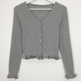 Frill Hem V-Neck Cardigan (3color)