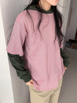 COMBI STRIPE HOOD TEE (3C)