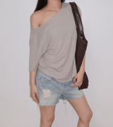 ケイシー ワンショルダー リネン 半袖 Tシャツ