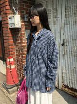 [unisex] Tail Overfit Pocket Check Shirt