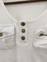 Two-Pocket Slim Button Tee
