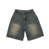 Oil bermuda denim pants