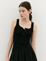 NUBASIC BUTTON SLEEVELESS BLACK
