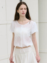 RIBBON STRING BLOUSE WHITE