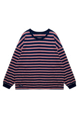 ジェリーストライプオーバーフィットロングスリーブTシャツ/ネイビー