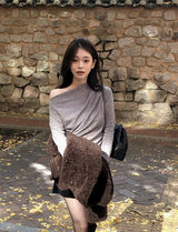Drape Shirring One Shoulder T-Shirt (3color)