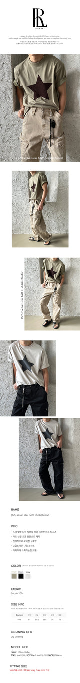 [S/S] Velvet star half t-shirts (3color)