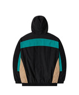 MFレトロ フーデッド トラックジャケット(Black/Bluegreen/Orange)
