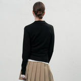 レイヤードシースルーVネックニット [BLACK]