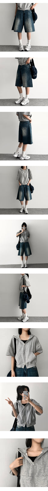 Eddy Hem Cutting Bermuda Denim Shorts