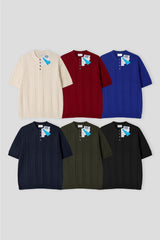 LMN ログケーブル4ボタン半袖ニット (6 Colors)