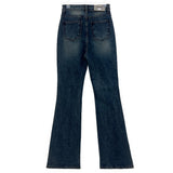 High waist light & deep blue washed bootcut long denim pants (2 colors)
