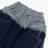layered deconstructed denim capri shorts_blue