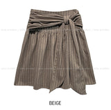 [wool 20%] Tir Stripe Tie Midi Skirt