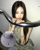 [Baby Monster ローラ Necklace] バレエコアムーンレイヤードネックレス(Surgical Steel)