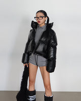 Glossy Two-Way Cropped Short Padded Jacket